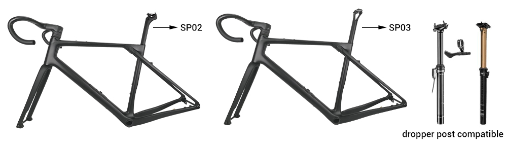 SP02 och SP03 sadelstolpar i kolfiber tillval